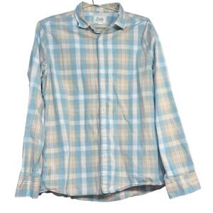 Bixby Pastel Blue White Plaid Button Down Men's Large Tall